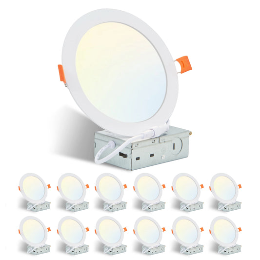 Arlgsite 12 Pack LED Recessed Lights With Dimmable Junction Box