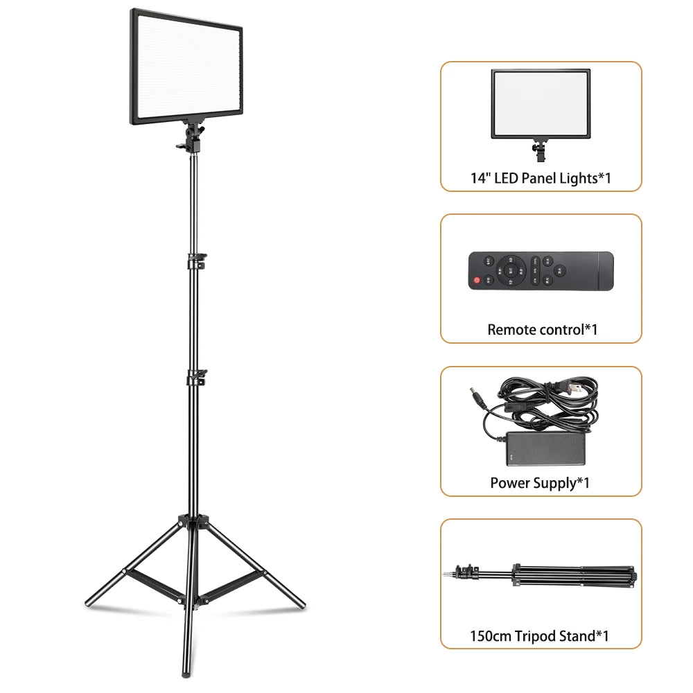 14 Inch Bi Color Dimmable LED Panel Light With Tripod