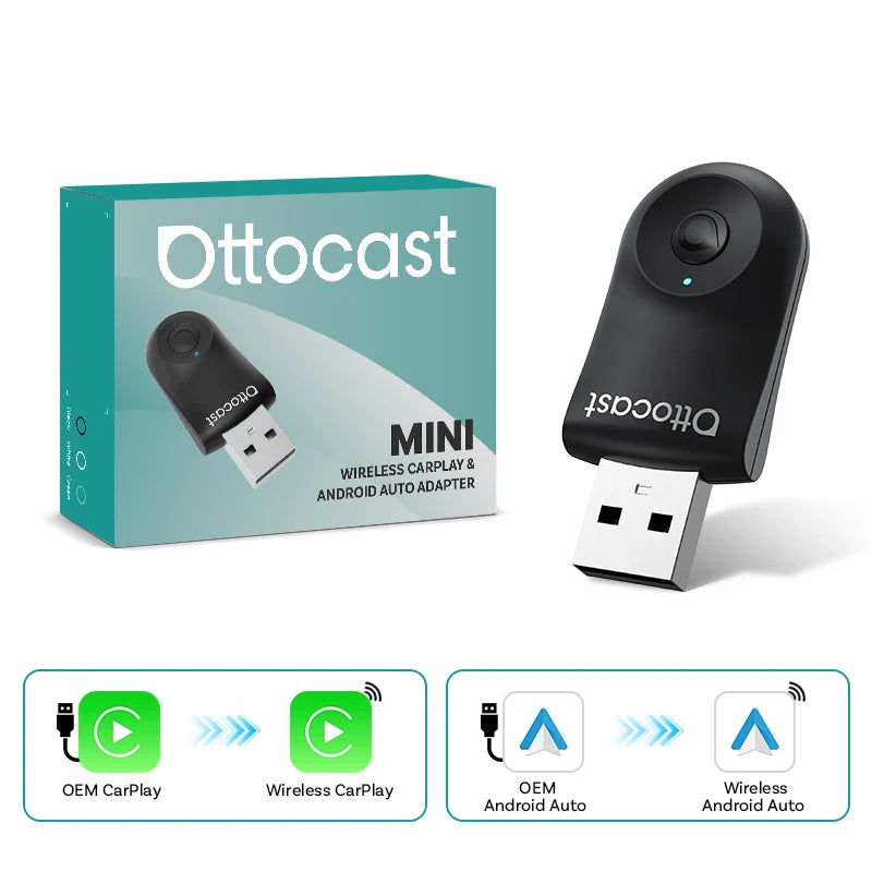 OttoCast TwoInOne Wireless CarPlay Android Auto Adapter