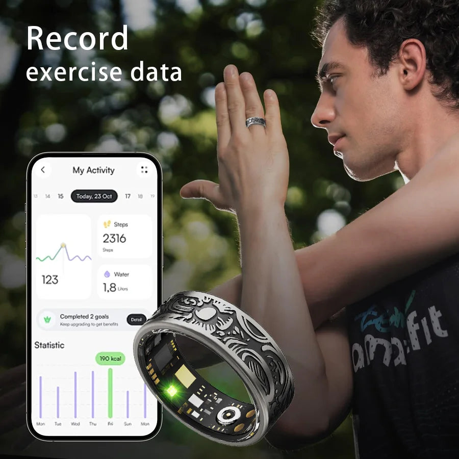 Smart Vintage Ring With Activity Tracker And Message Alerts