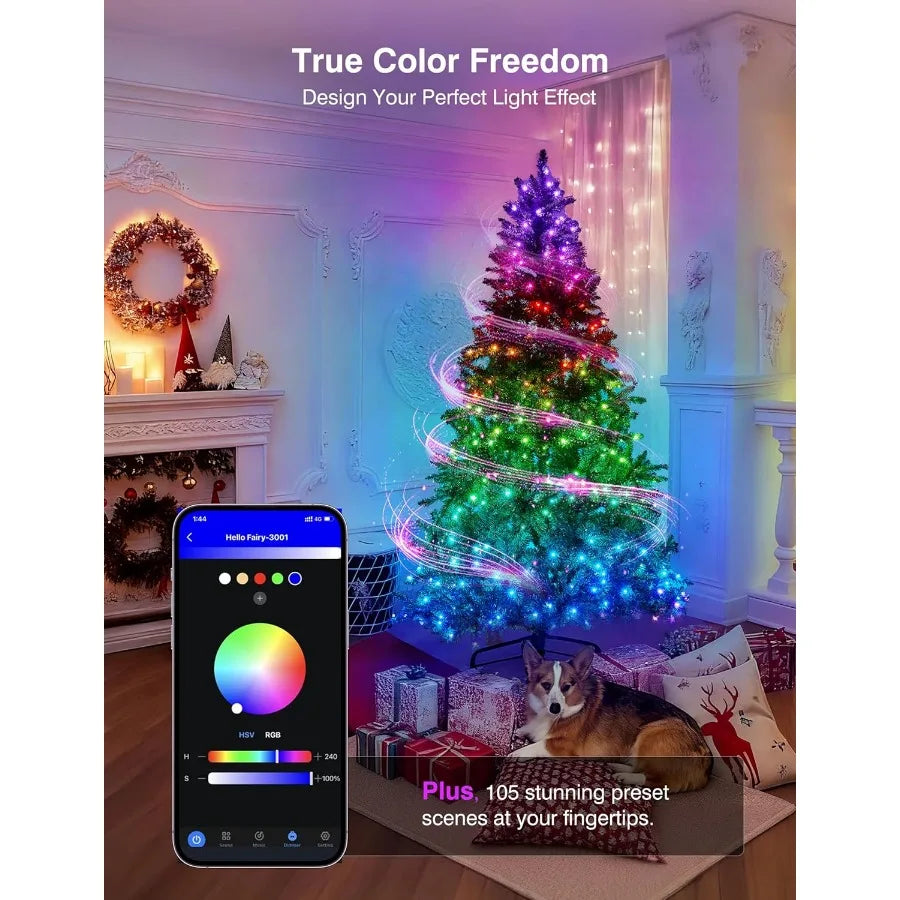 Electronic Smart Prelit Christmas Tree With App Control And 400 LED Lights For Indoor Outdoor Use 1477 Branch Tips