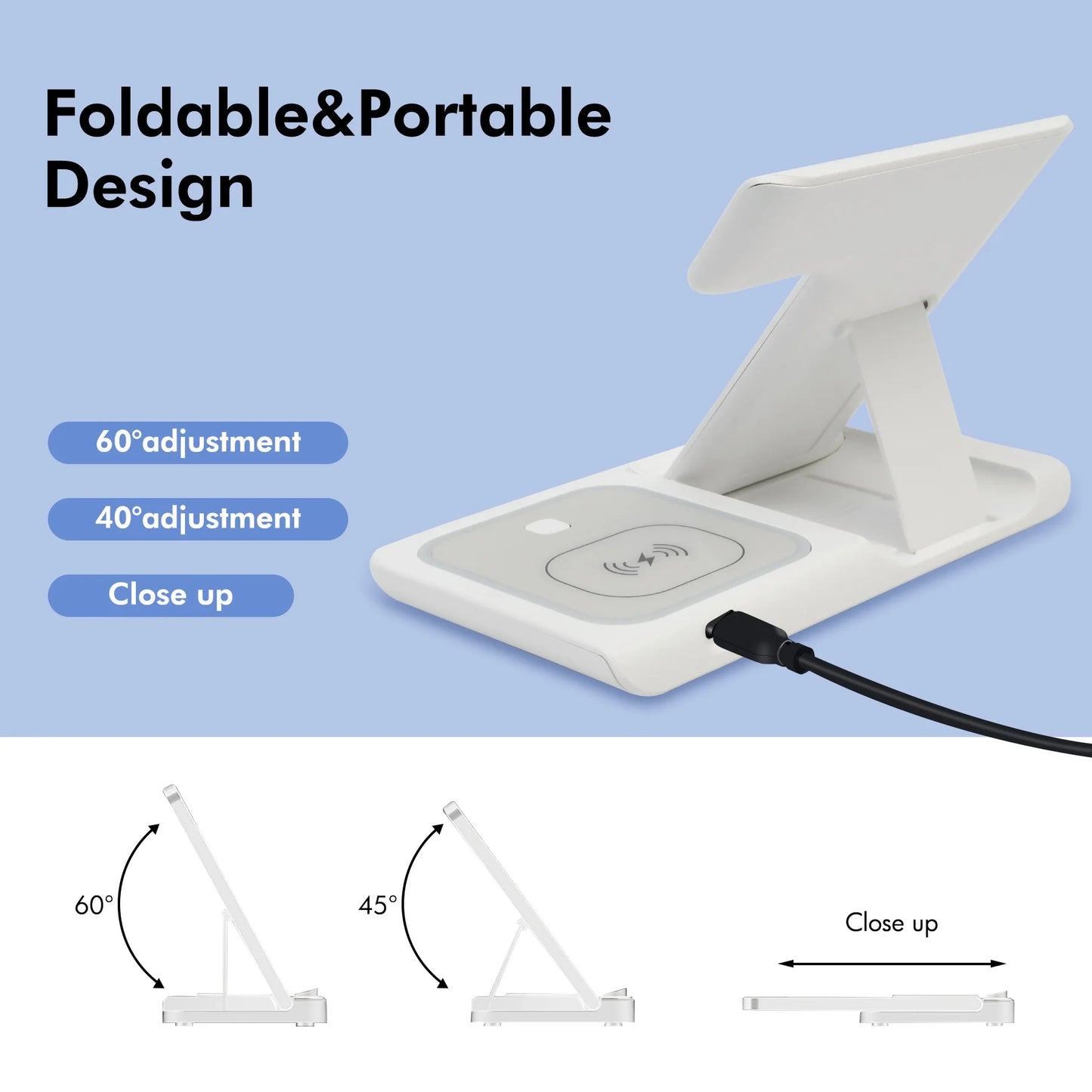 Wireless Charging Magnetic IPhone Charging Station 3 In 1 Fast Charger 15W For iPhone 16 15 14 13 12 11 8 Apple Watch AirPods