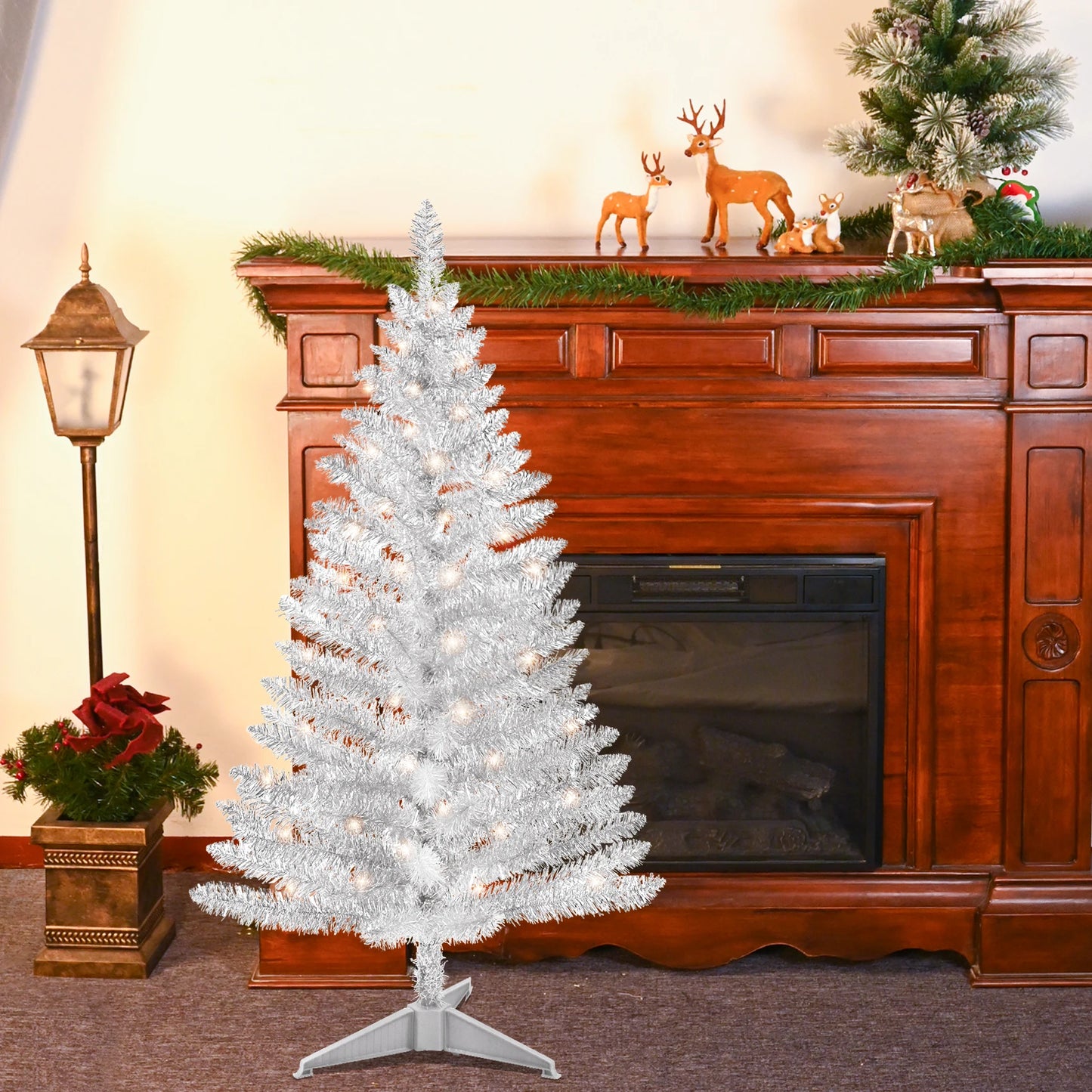 Lixhey Classic Tinsel Christmas Tree With Stable Stand