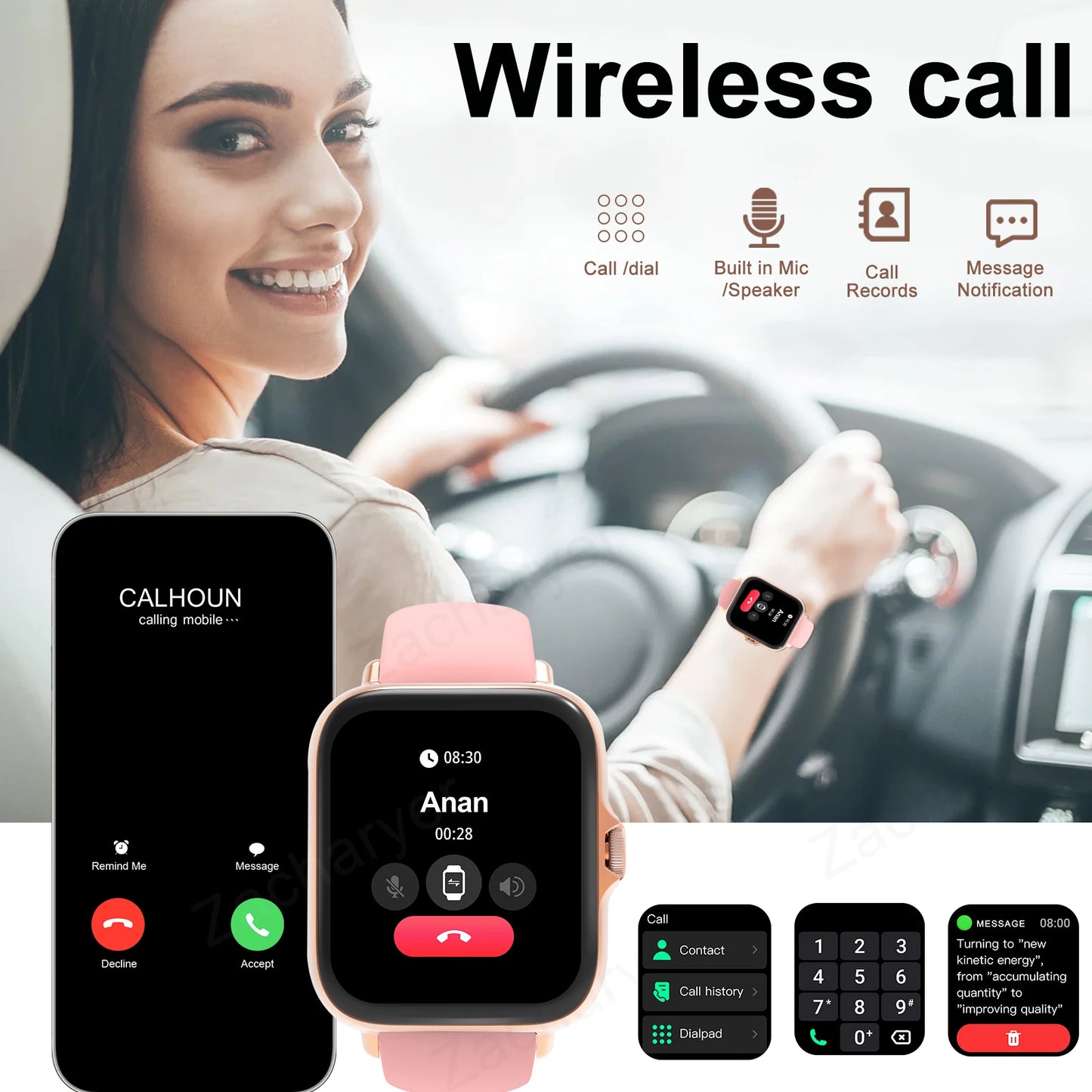 Smartwatch Bluetooth Call Touch Dial Android iPhone Fitness