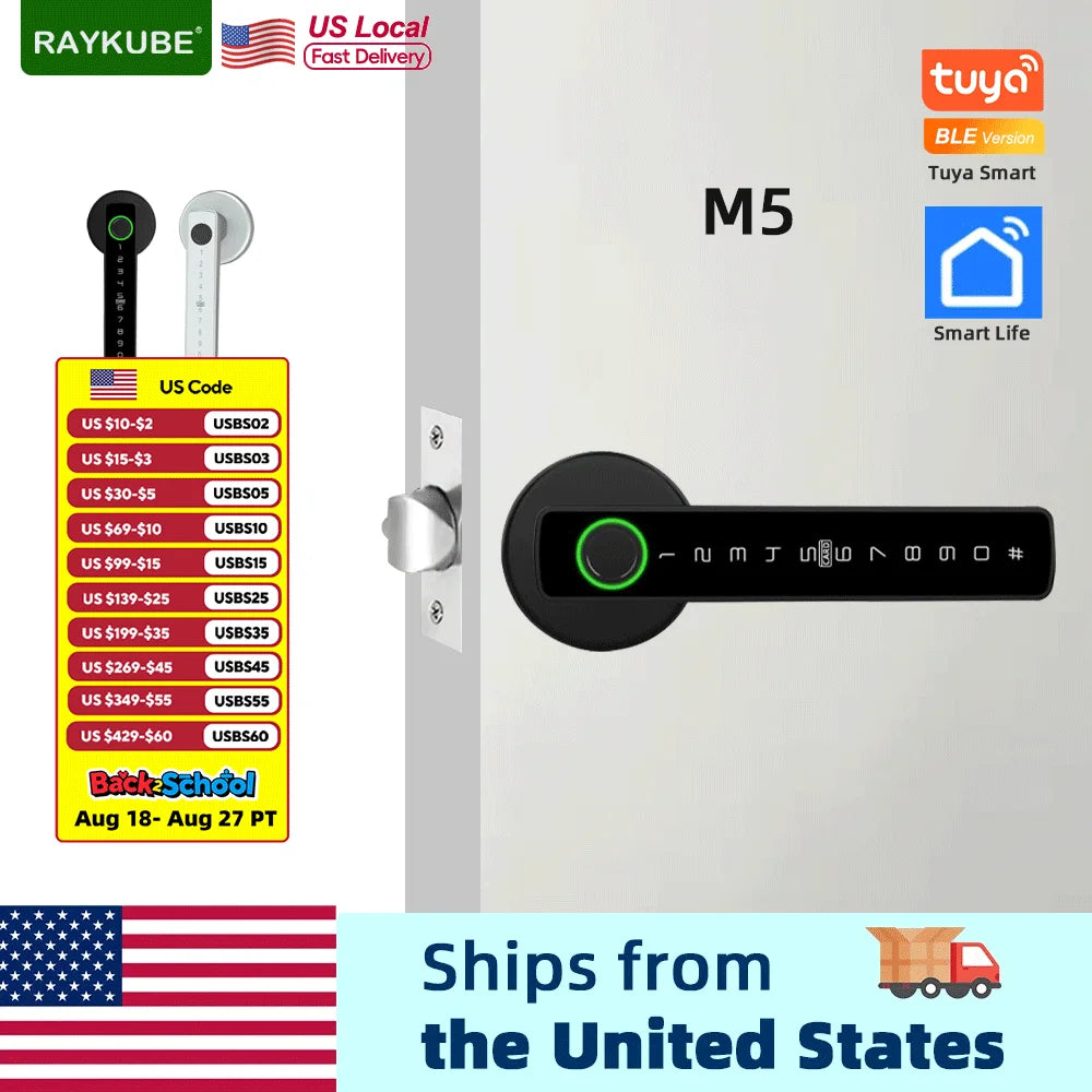 Raykube Tuya BLE Smart Fingerprint Door Lock Unlock