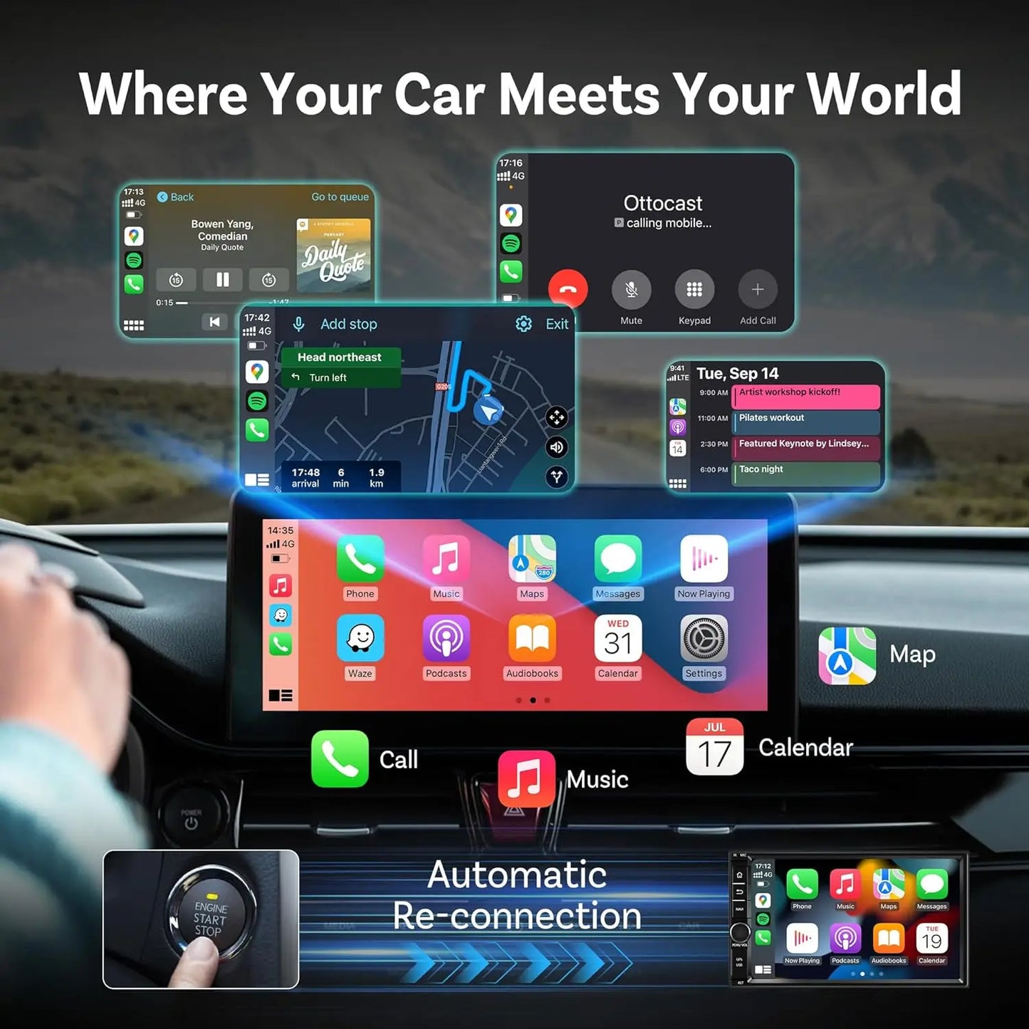 OttoCast TwoInOne Wireless CarPlay Android Auto Adapter