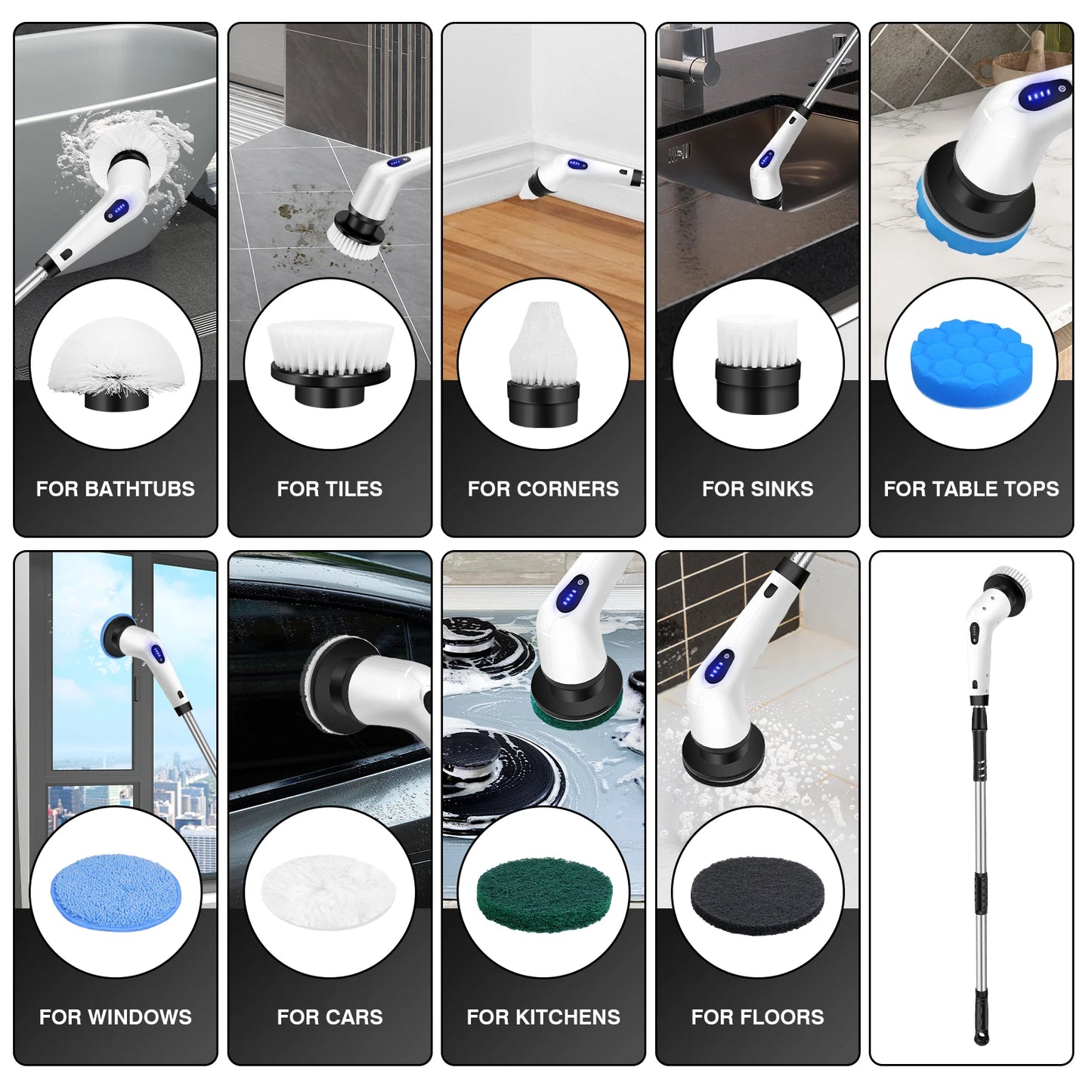 DayPlus Cordless Electric Cleaning Brush 10 In 1 Scrubber