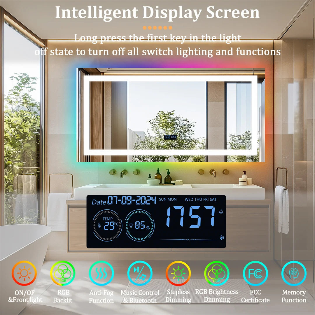 LUVODI RGB Backlight Bathroom Mirror With Bluetooth Speaker