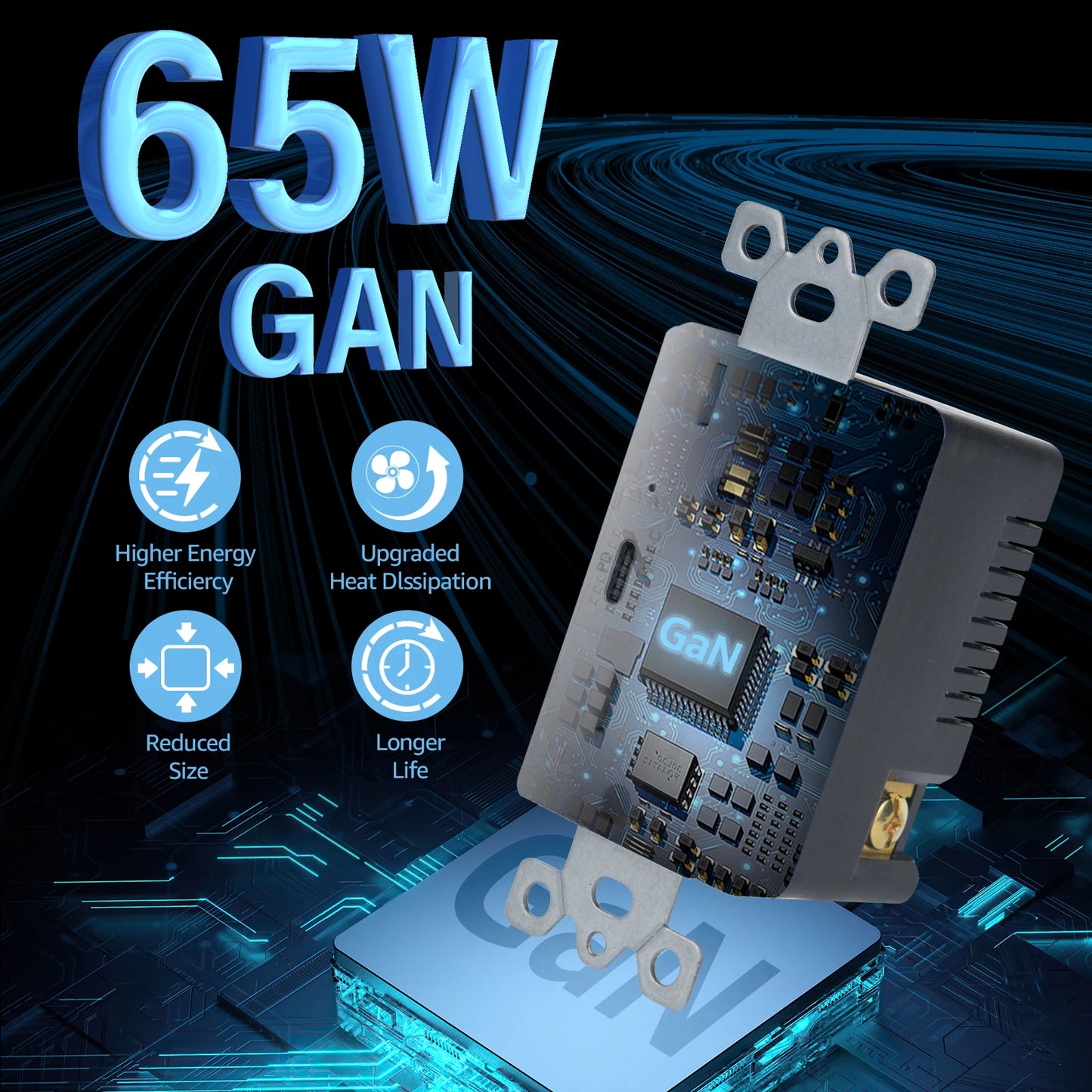 Extension PD3 65W Type C USB Charger Wall Outlet Plus