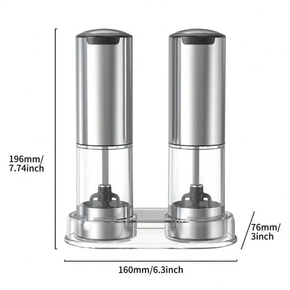 Electric Salt And Pepper Grinder Set With Base And Automatic