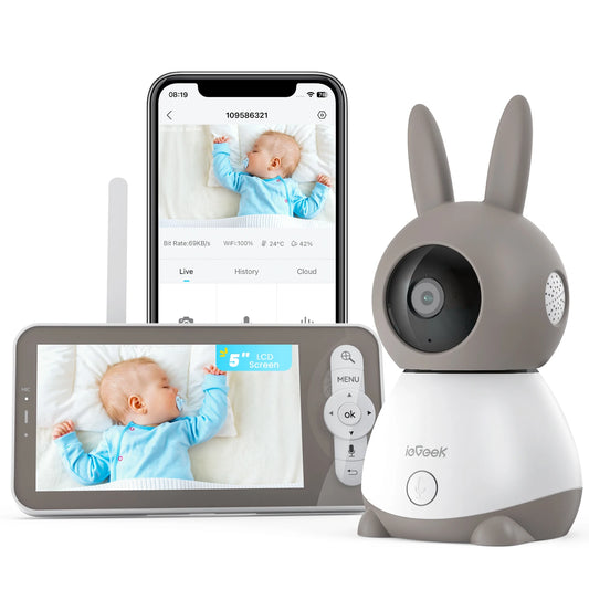 IeGeek 5Inch 2K 3MP Baby Surveillance Camera 360 PTZ Monitor