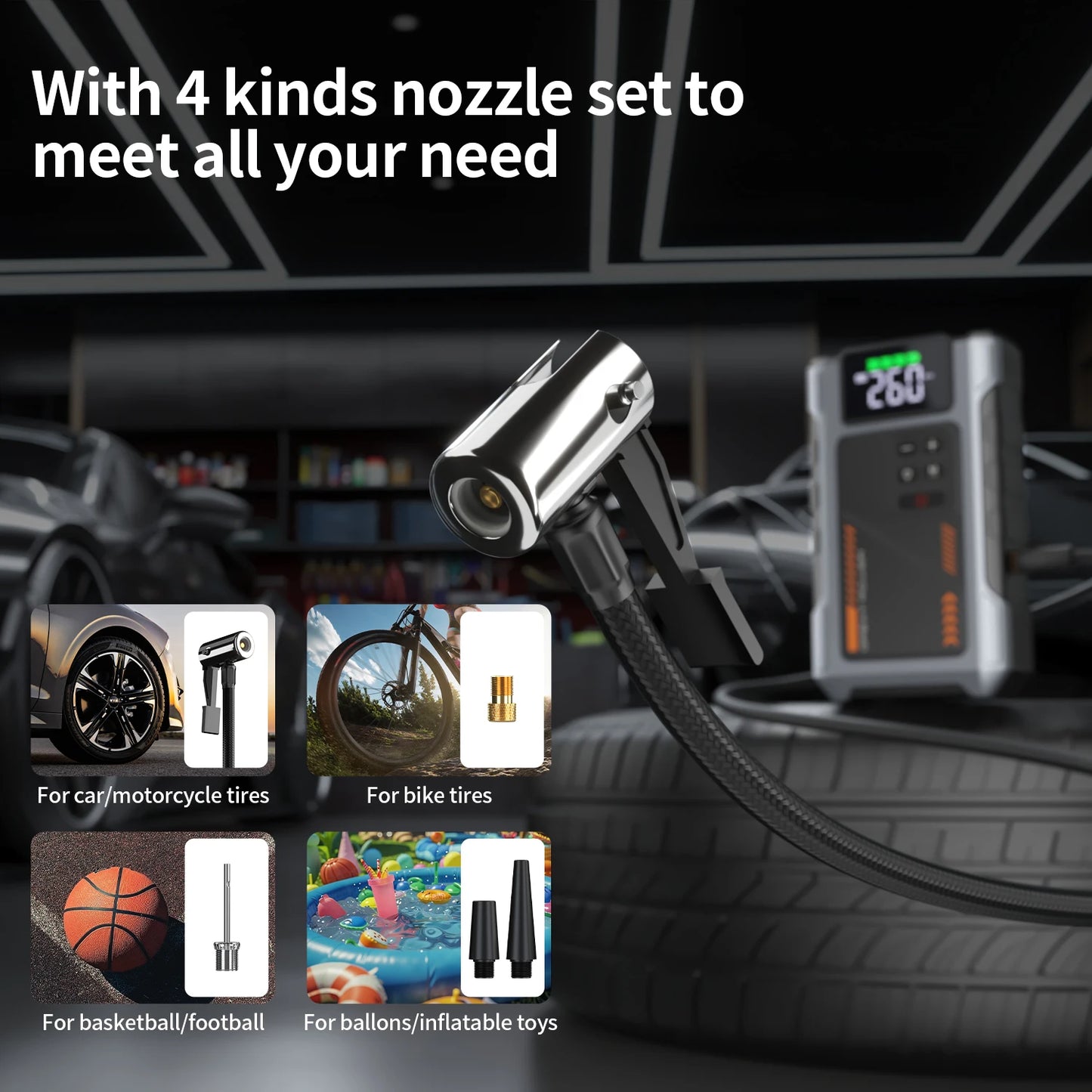 Geeneu Portable Jump Starter With Air Compressor 3000A Peak