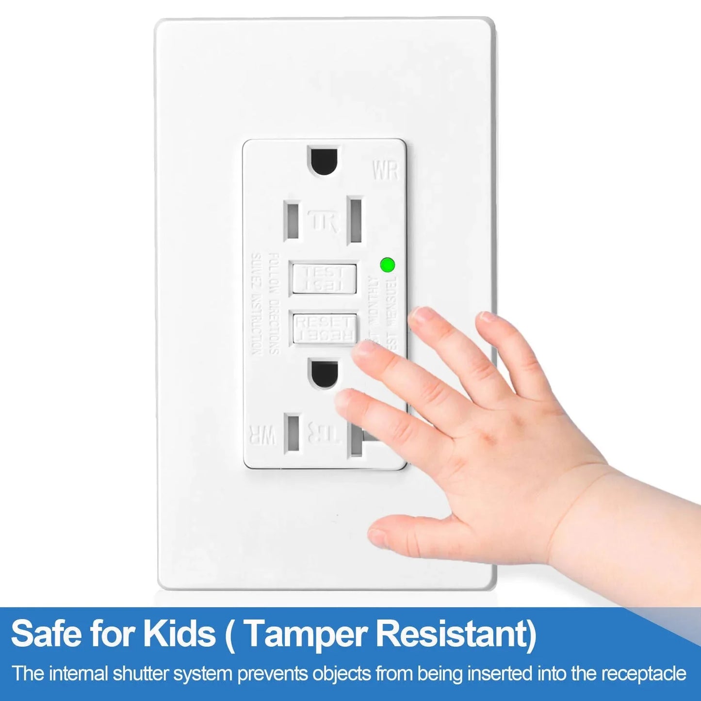 GFCI Weather-Resistant Outlet 15A Tamper-Resistant Wall Socket