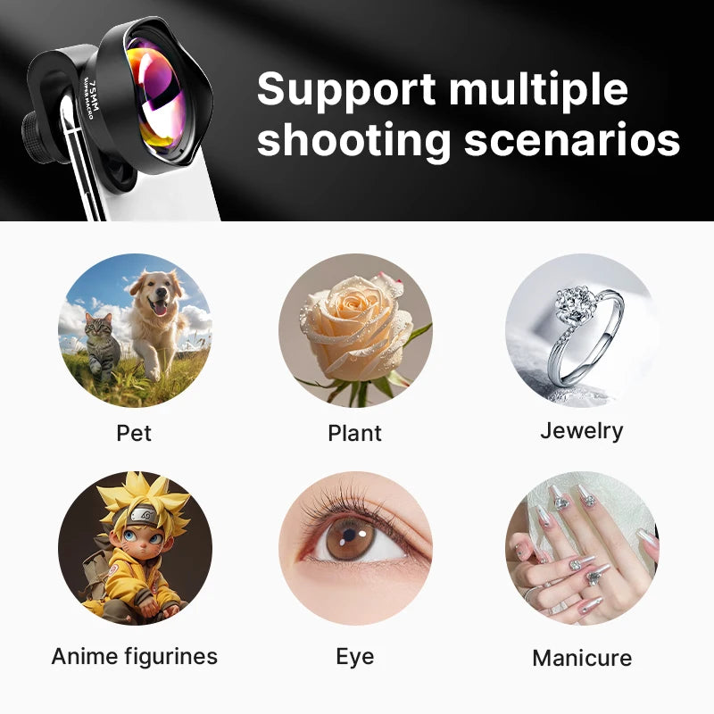 Ulanzi Universal 75mm Macro Phone Lens With Clip Professional Phone Camera Lens For iPhone 15 14 Samsung S20 Plus Huawei Xiaomi