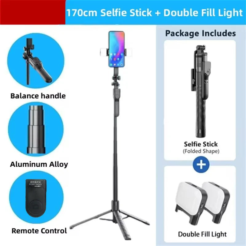 FGCLSY 1.7M Wireless Selfie Stick Tripod For GoPro Phones