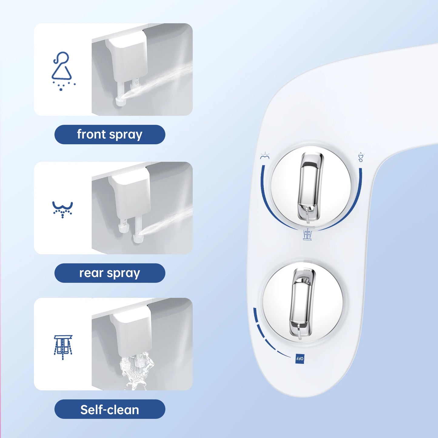HiMISS Bidet Attachment For Toilet Self-Cleaning Dual Nozzles