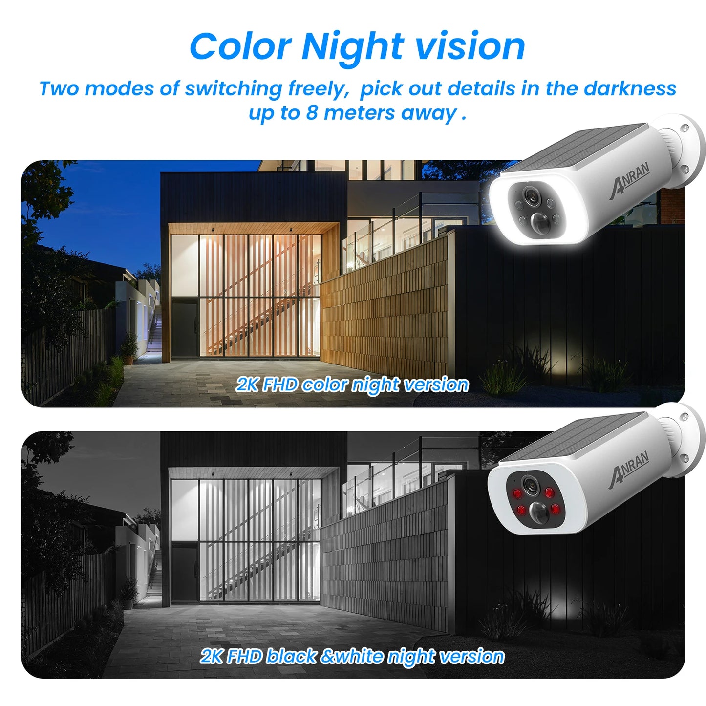 ANRAN Outdoor Wireless Camera 2.4GHz 3MP Solar Floodlight