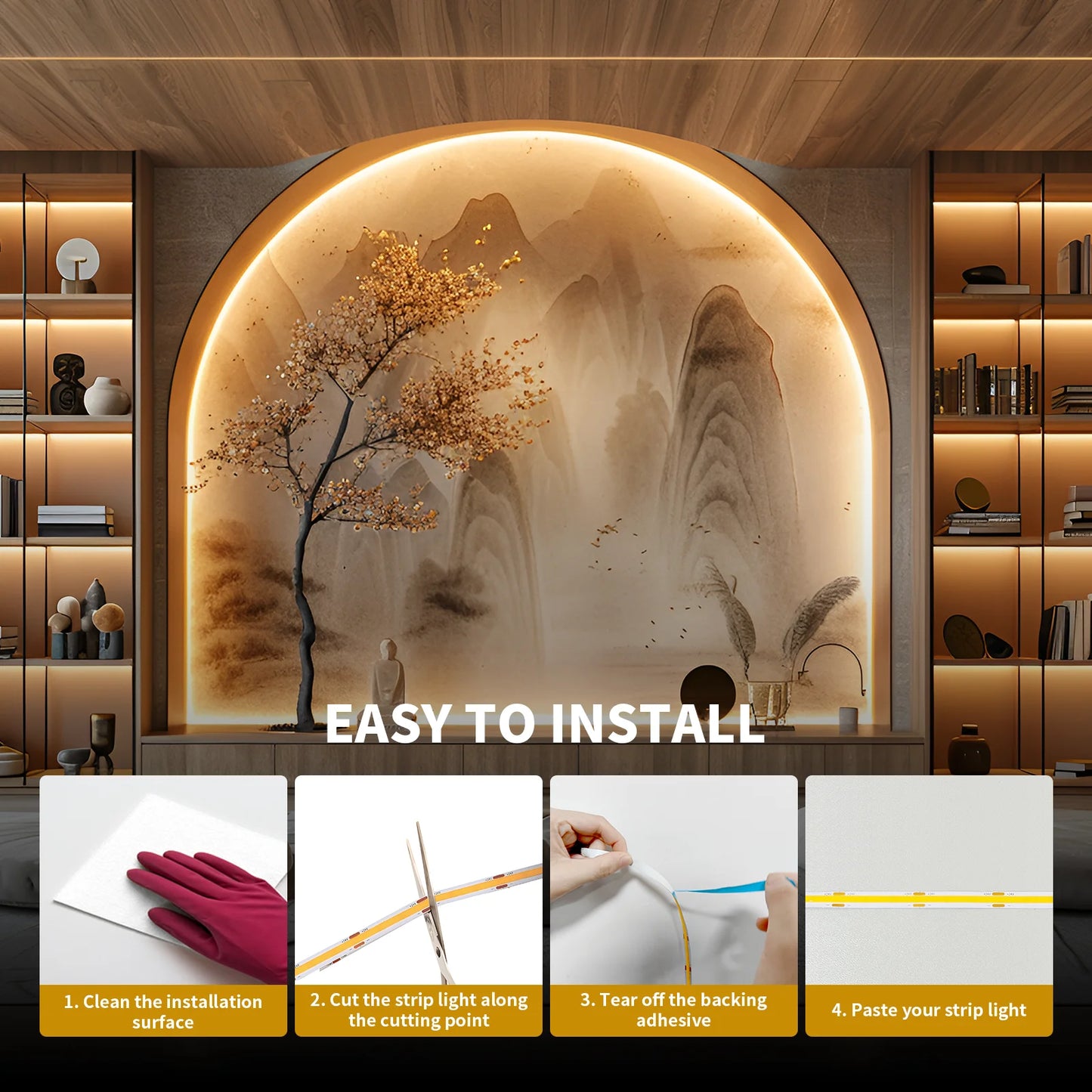 COB LED Strip Light 12m Roll Warm White 3000K CRI 90