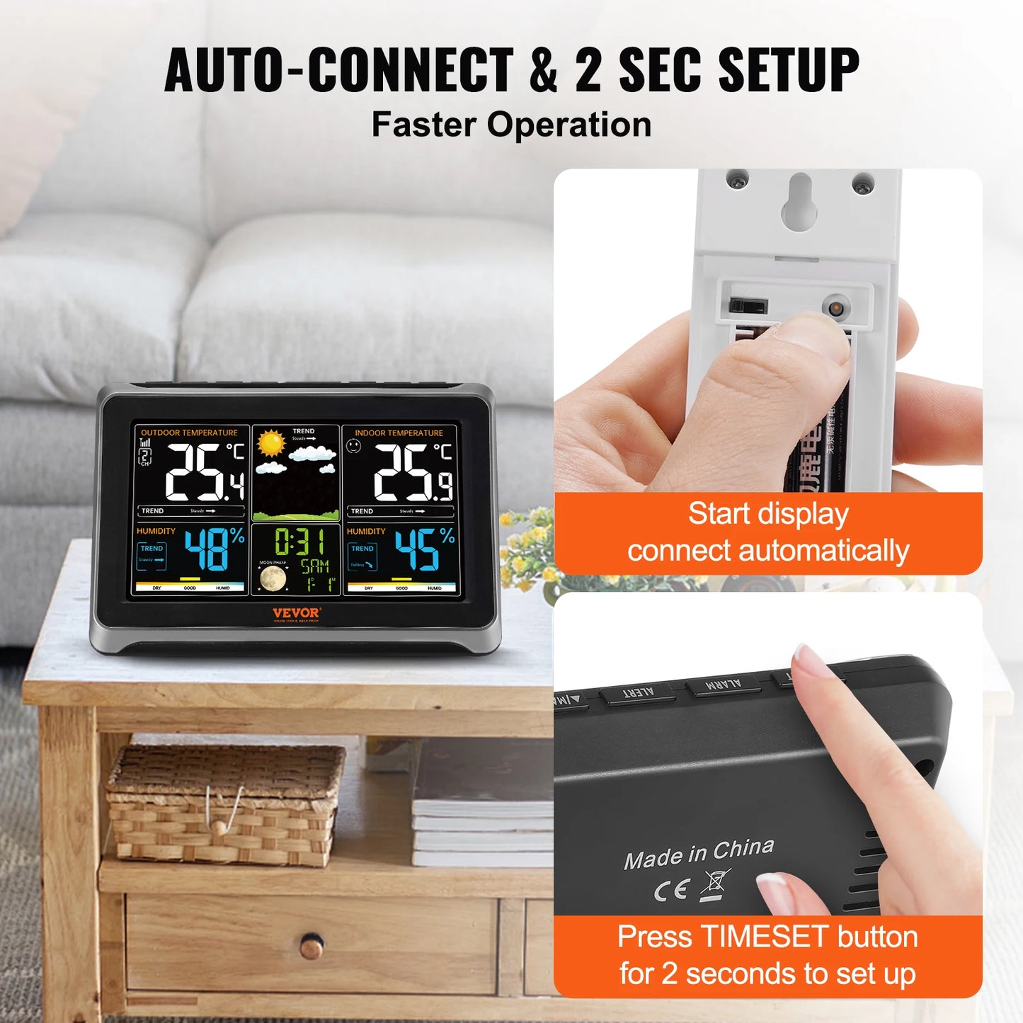 SucceBuy Wireless Weather Station 7.5 Inch Screen Forecast