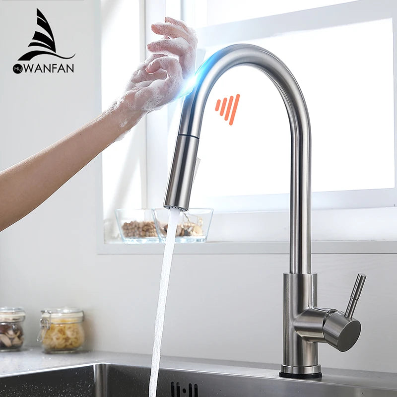 WANFAN Sensor Kitchen Faucet Inductive Touch Single Handle