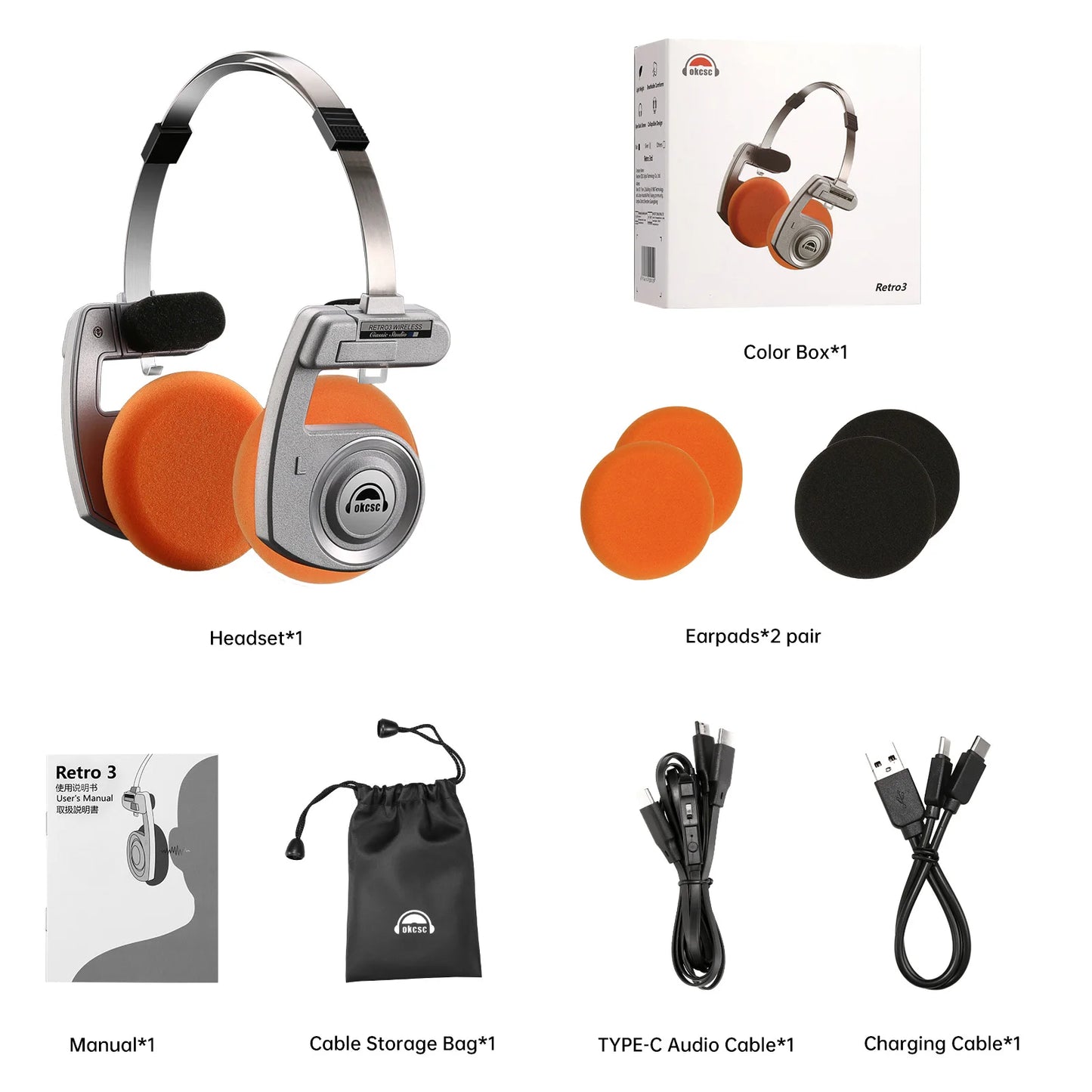 OKCSC 2 In 1 3rd Gen Wireless Headphones Bluetooth