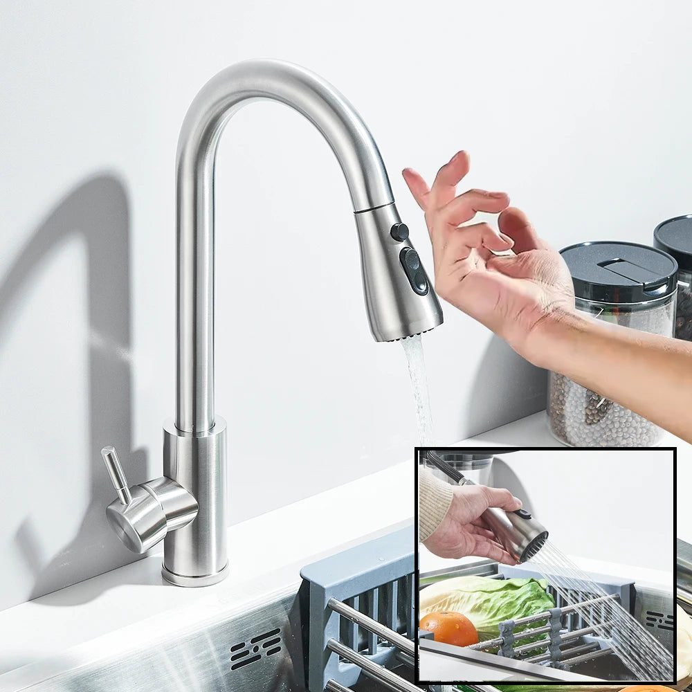 Teck Gadget Sensor Touch Kitchen Faucet With Pull Out Spout