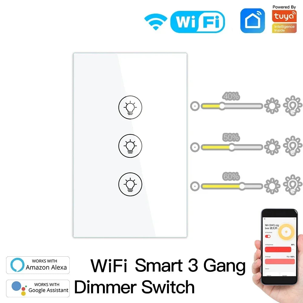 MOES Tuya WiFi Multi Gang Dimmer Switch 1 2 3 Alexa Google