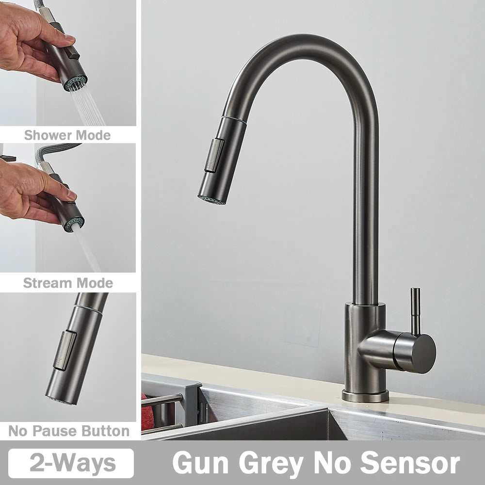 Rozin Smart Touch Kitchen Faucet Brushed Gold PulloutSensor