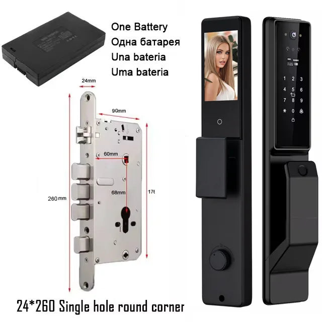 Alexa Voice Control Smart Door Lock Tuya APP 3D Face Recognition Electronic Digital Smart Door Lock With Camera