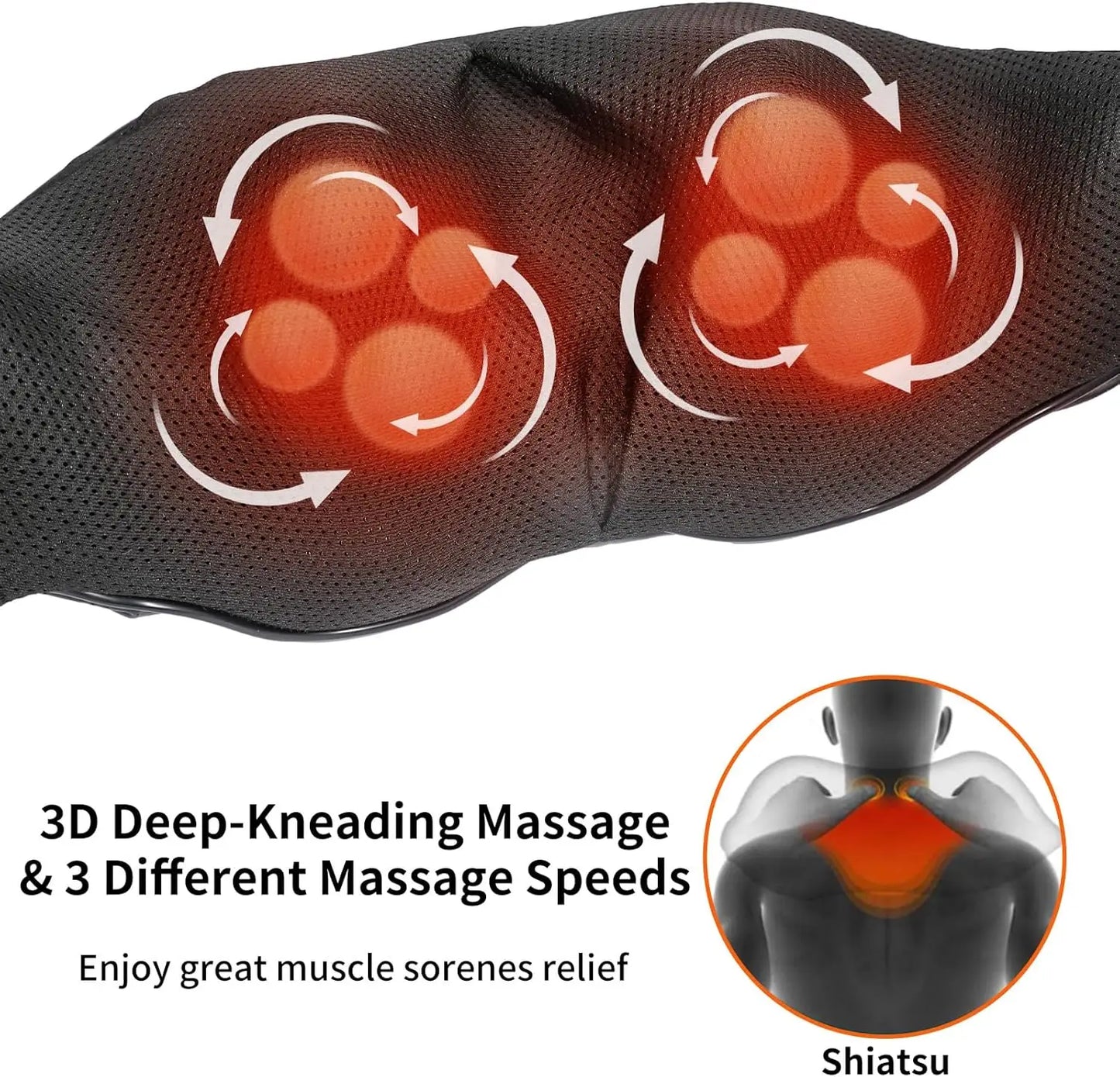 Electric Shiatsu Massage Pillow With Heat For Neck And Back