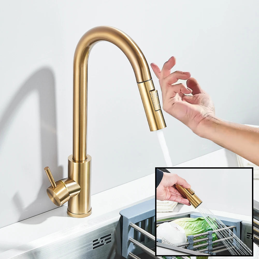 Teck Gadget Sensor Touch Kitchen Faucet With Pull Out Spout