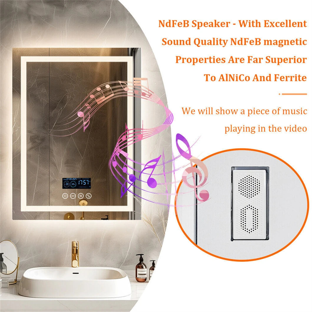 Smart Led Bathroom Mirror With Bluetooth Speaker Anti Fog