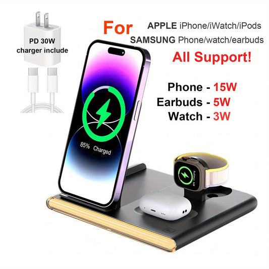 4 In 1 Fast Wireless Charger 30W PD For IPhone Samsung