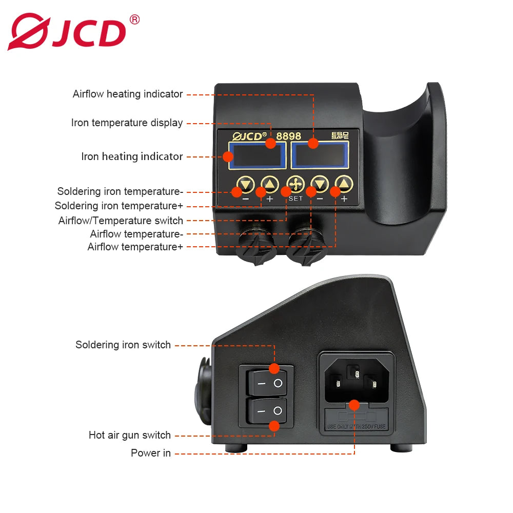 JCD 8898 750W Soldering Station 2 In 1 LCD Display