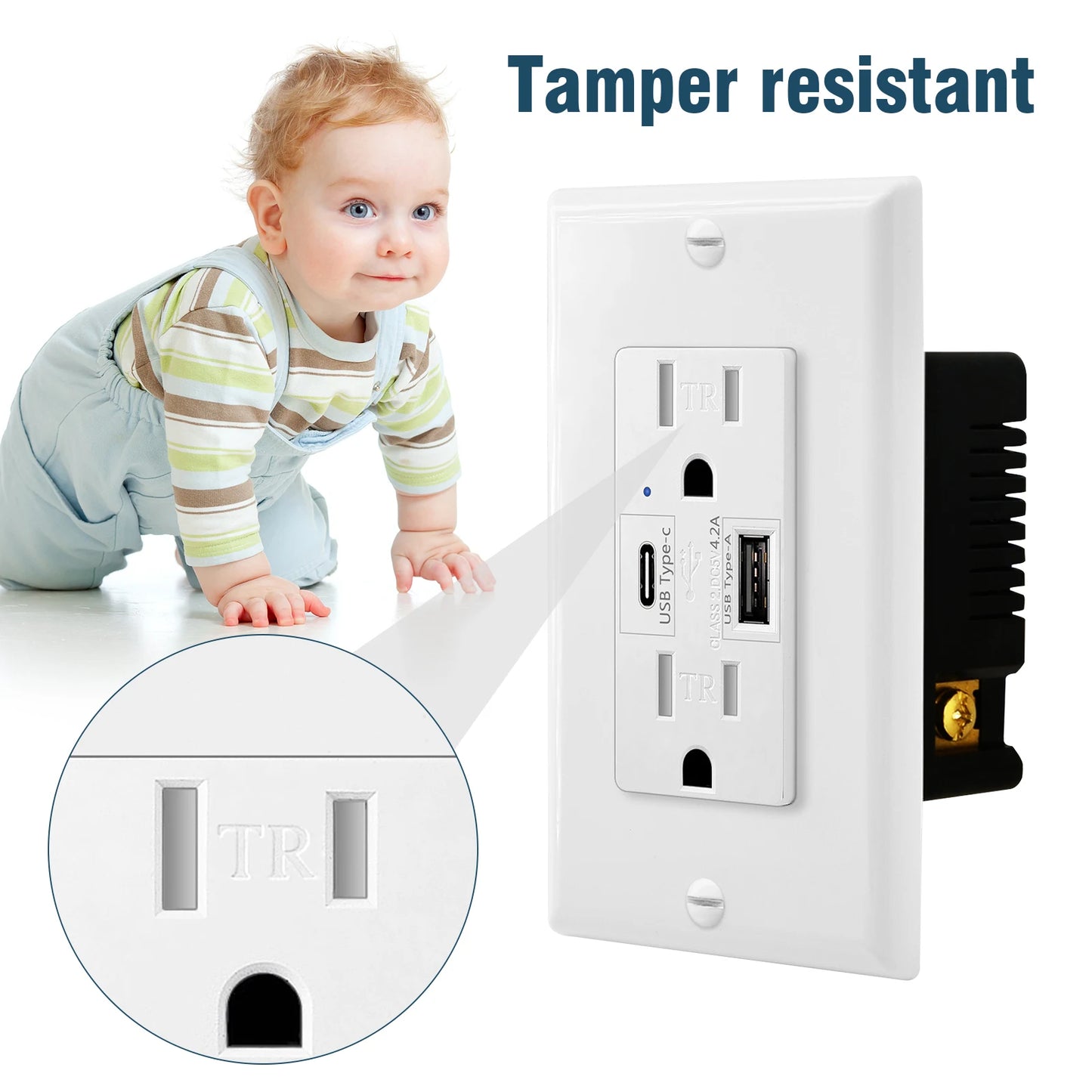 NineLeaf Dual USB Type C Wall Socket With LED Indicator