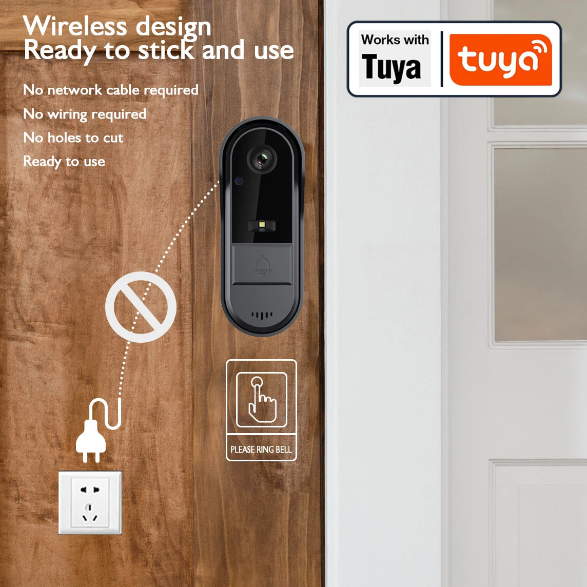 XBIBI Tuya WiFi Doorbell Two Way HD 1080P With Cloud