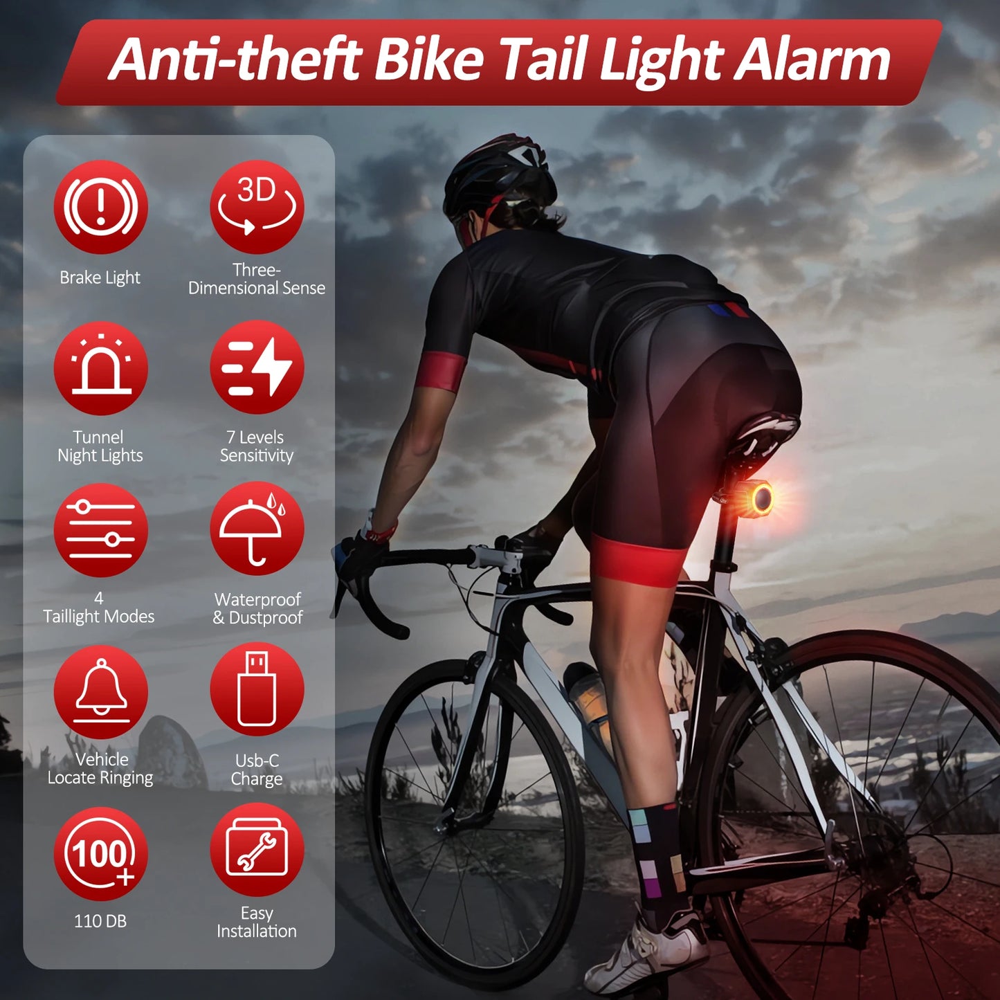 Elecpow Bicycle Burglar Taillight Waterproof USB Charge