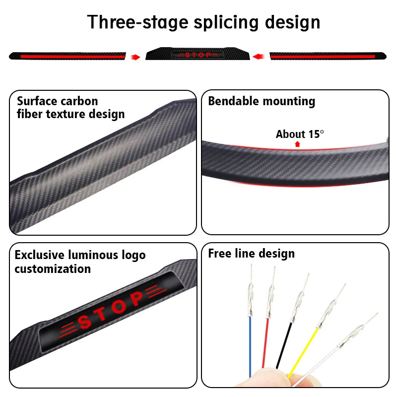 Dynamic Car Spoiler Brake Light Strip 50 Inch Universal