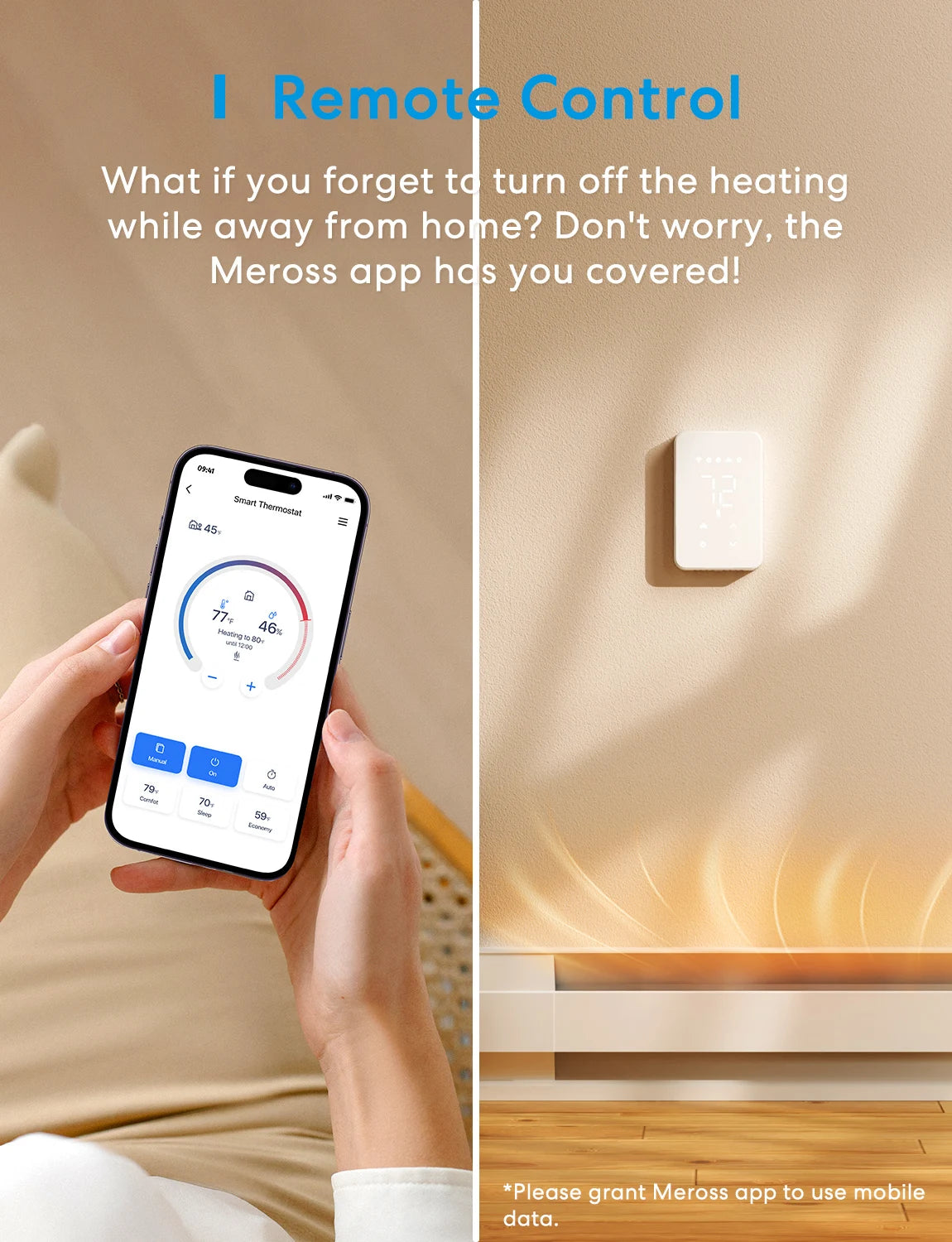 Meross Smart HomeKit WiFi Thermostat for Electric Heating