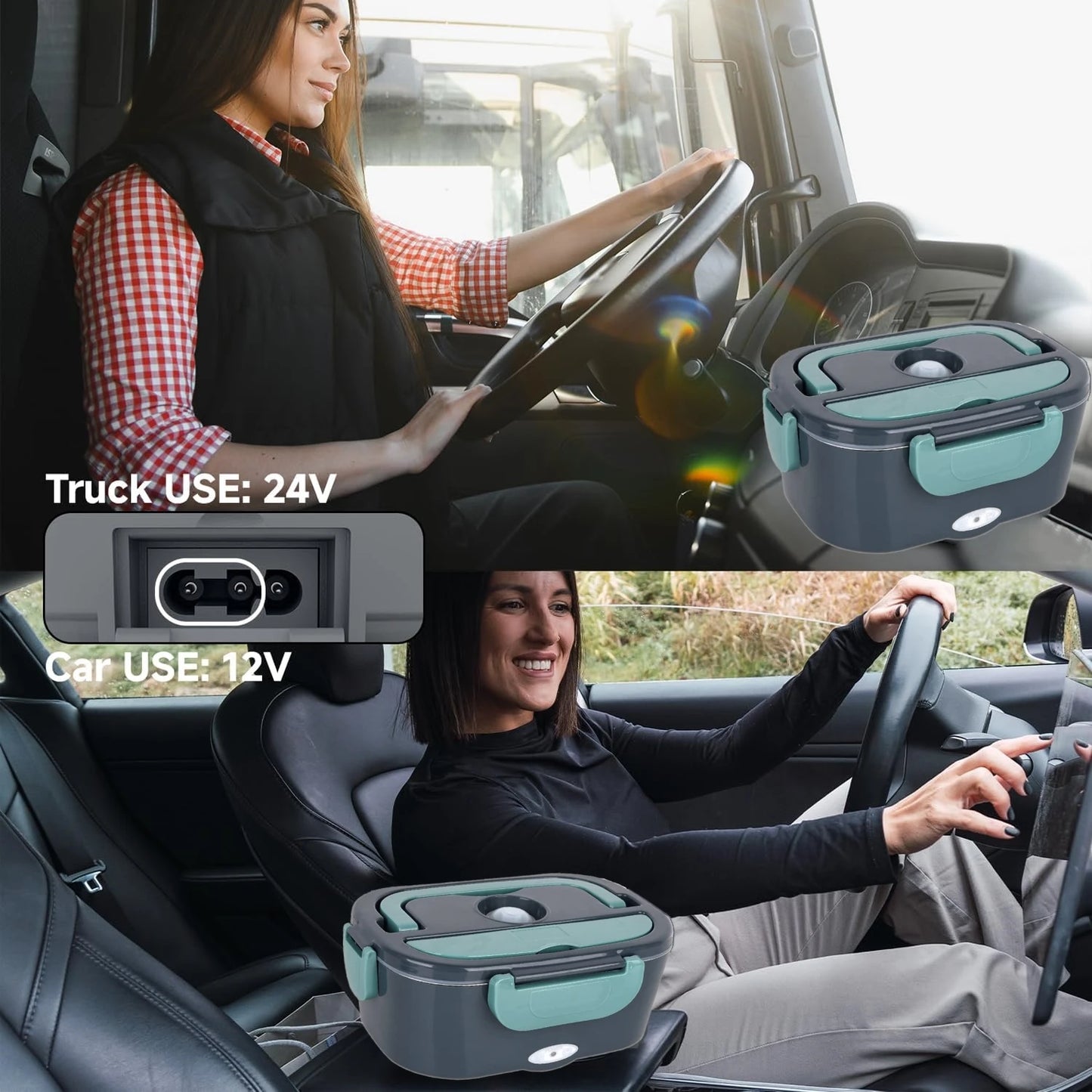 Electric Lunch Box 60W Fast Heated Dual Stainless Steel Containers