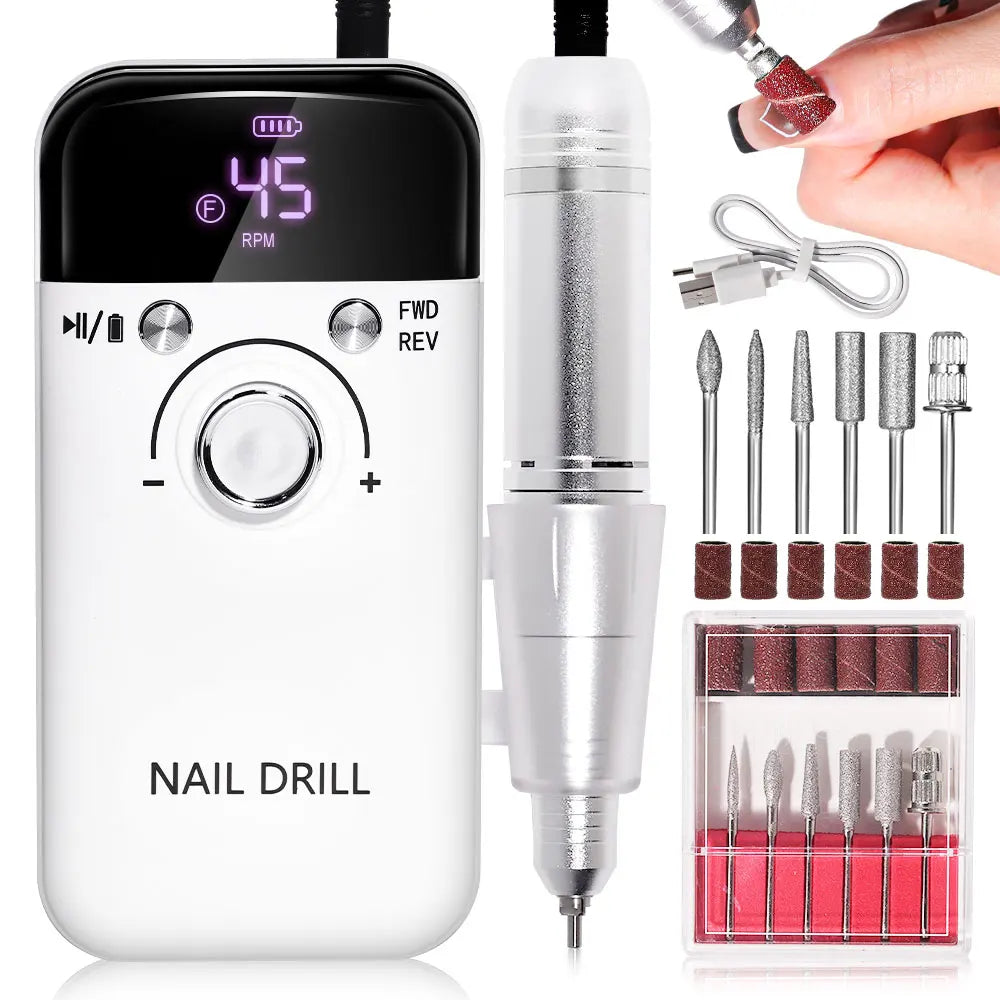 Hign-concerned Nail Drill 45000 RPM Rechargeable Electric File For Acrylic