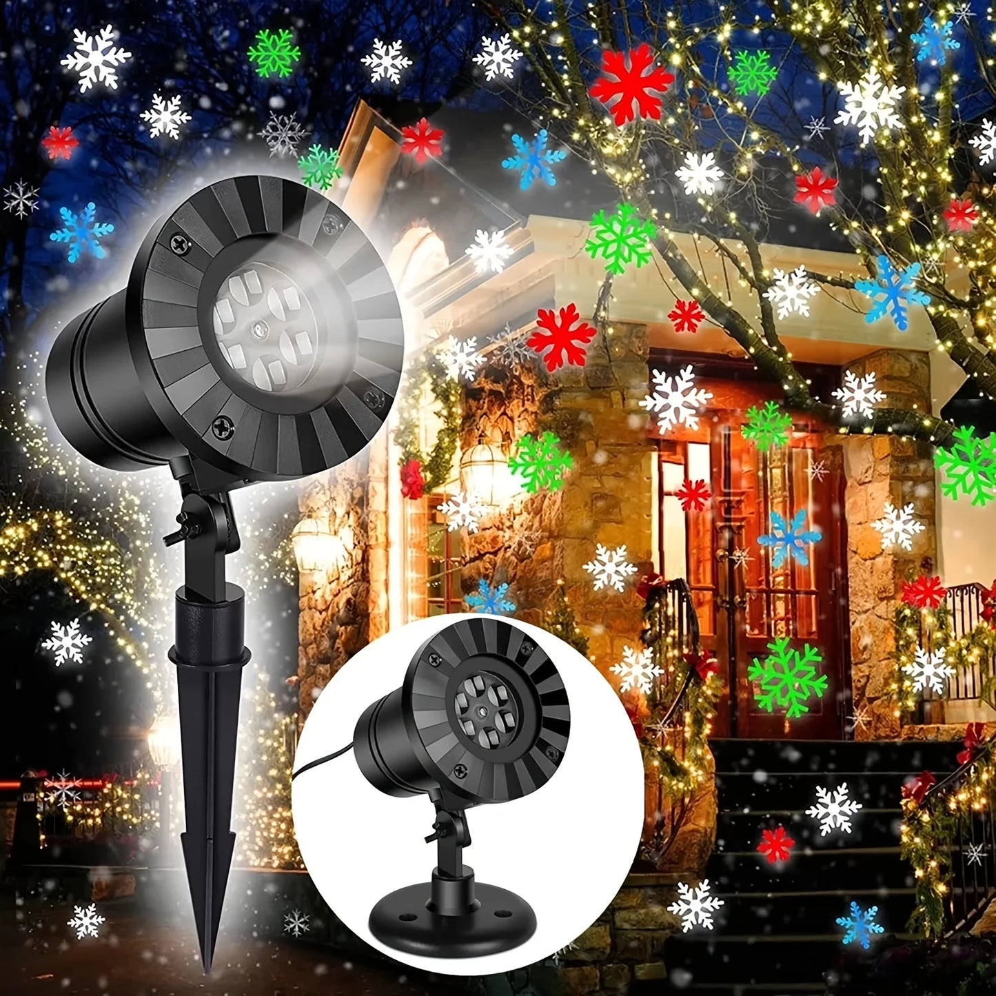 High-concerned Snowflake Laser Projector Light Landscape Christmas Decor