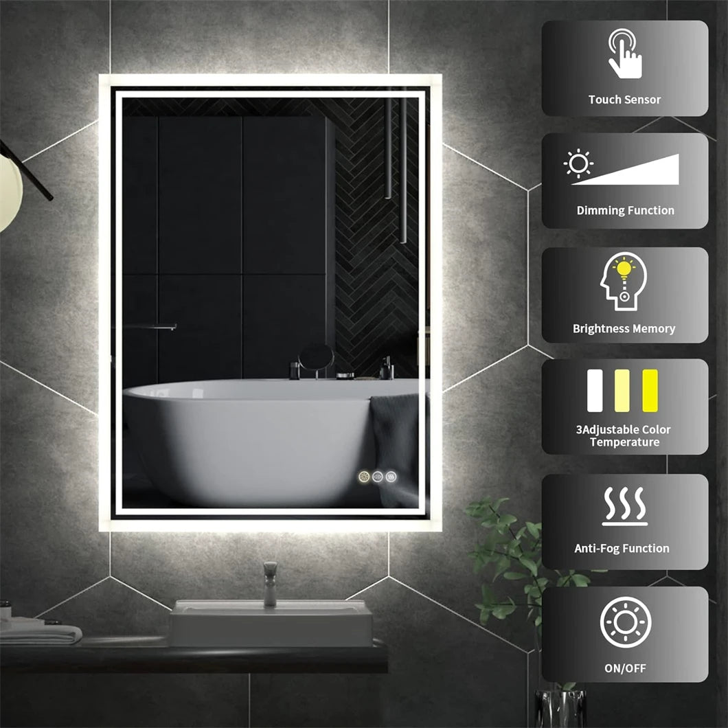 LED Bathroom Mirror Dimmable IP65 Backlit Makeup Mirror