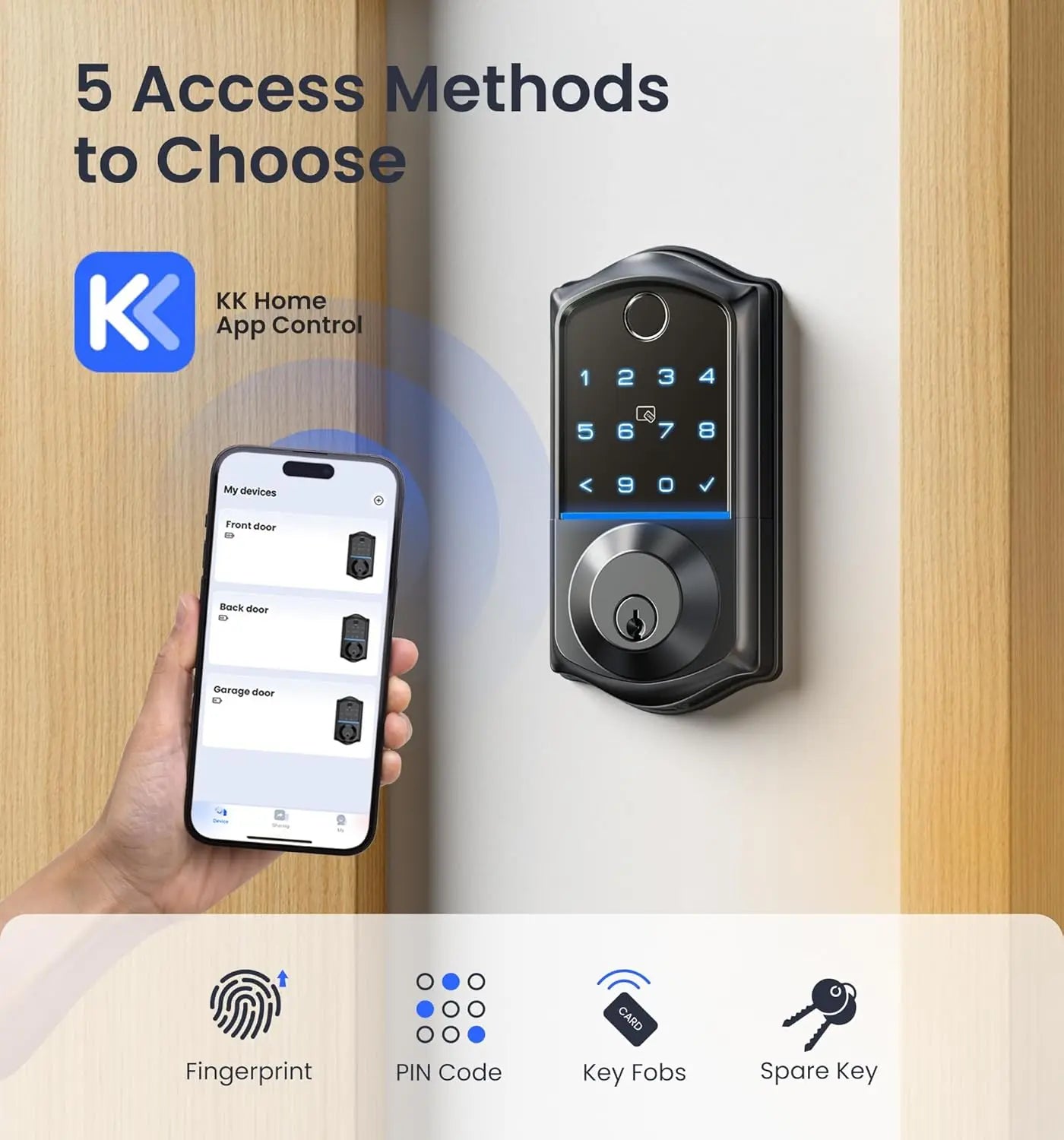 Veise VE017 Fingerprint Smart Door Lock App Control 7 In 1