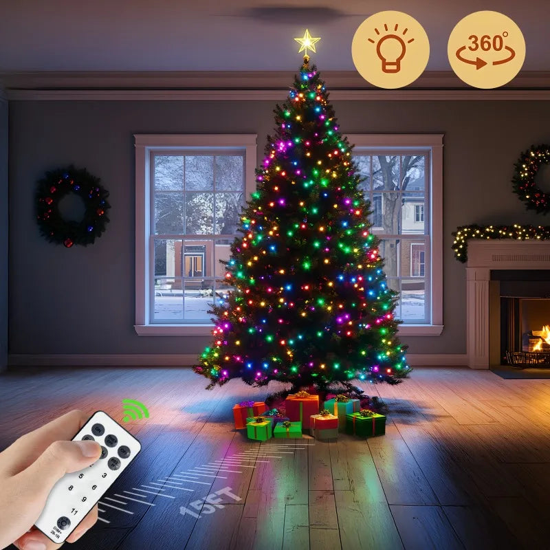 Auto Spinning RGB Christmas Tree Lights With Remote Control 11 Modes 300 LED