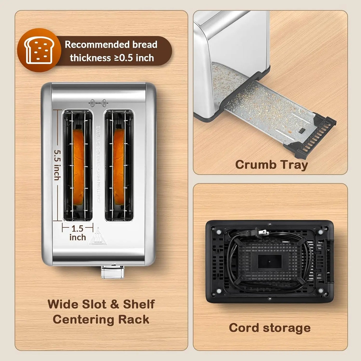 Iosn Stainless Steel Touch Screen Toaster With Timer Defrost