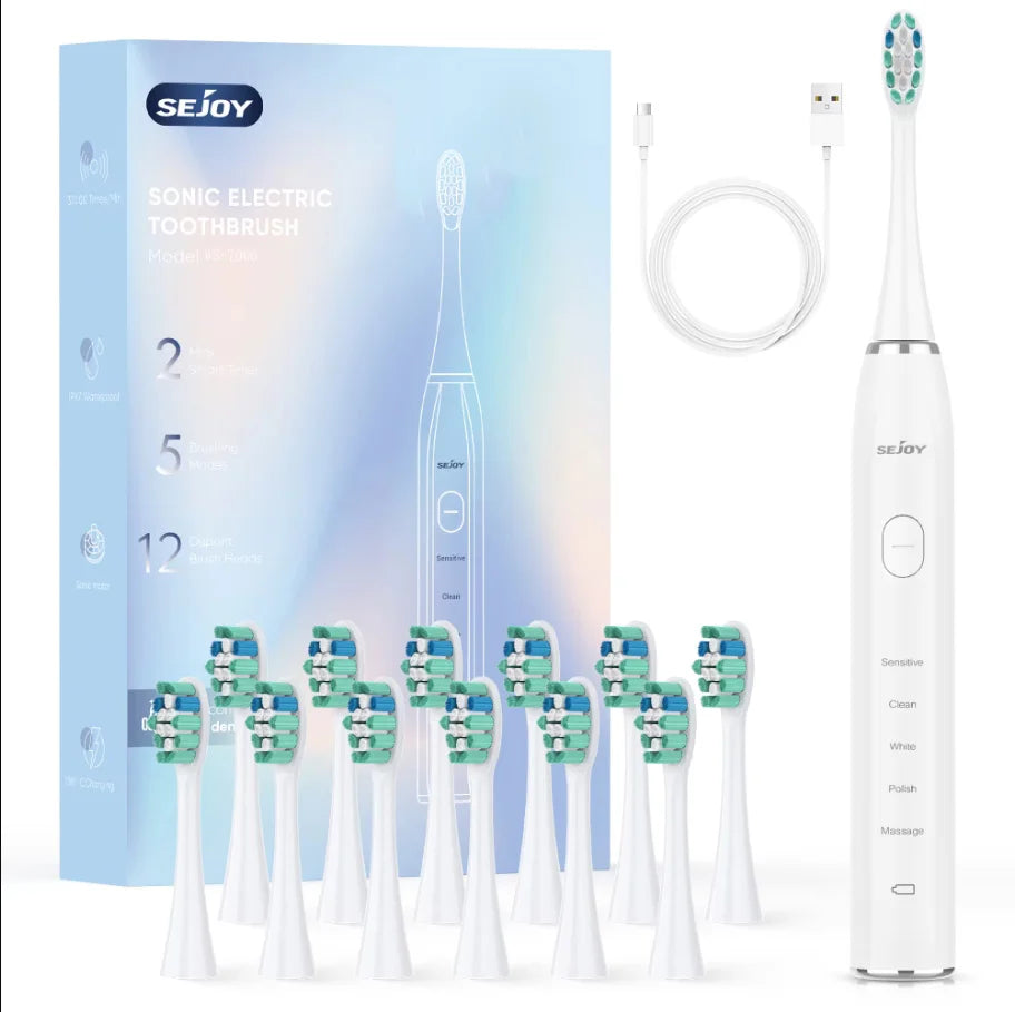 Sejoy Sonic Electric Toothbrush 5 Modes IPX7 Rechargeable