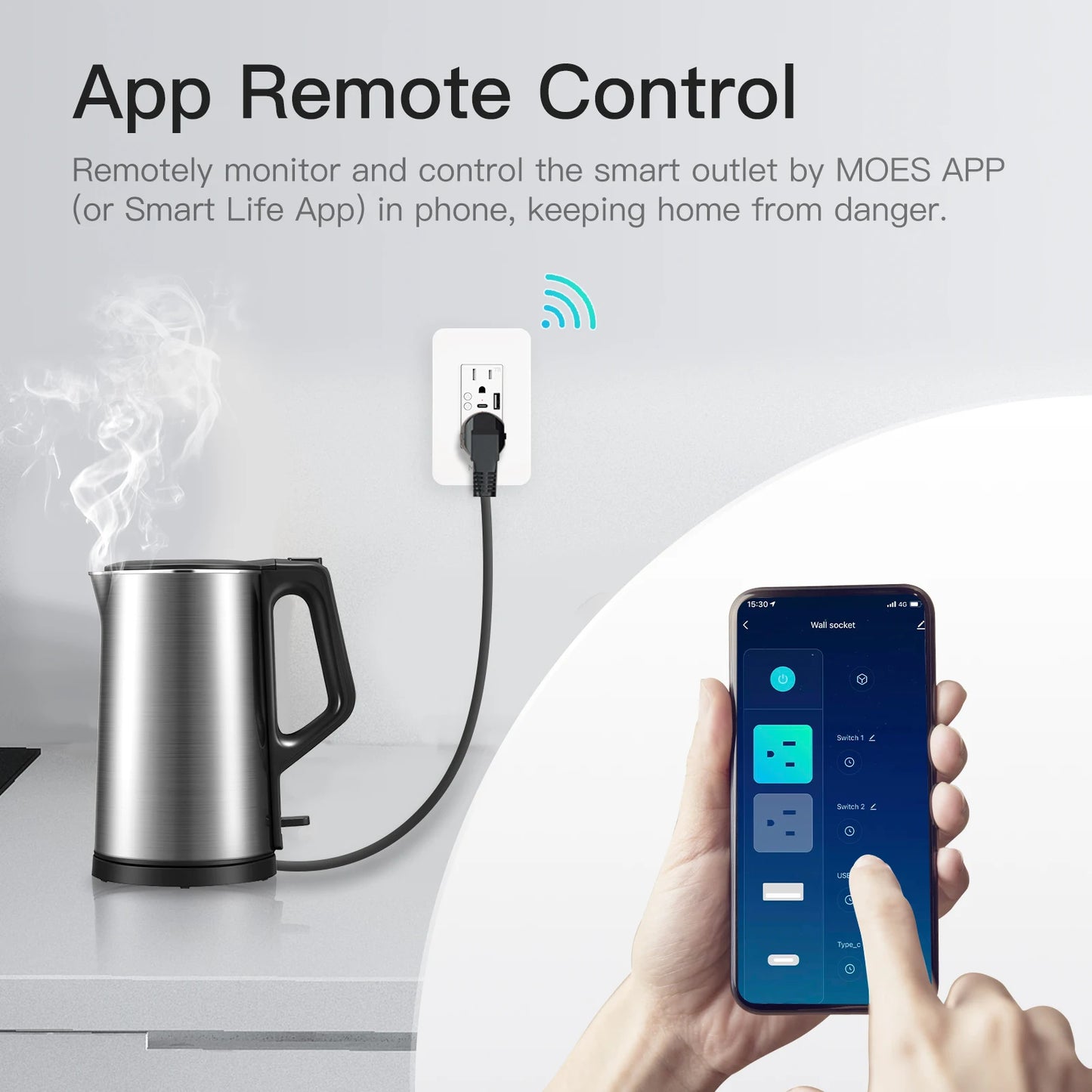 MOES WiFi Smart Wall Socket USB Type C Alexa Google