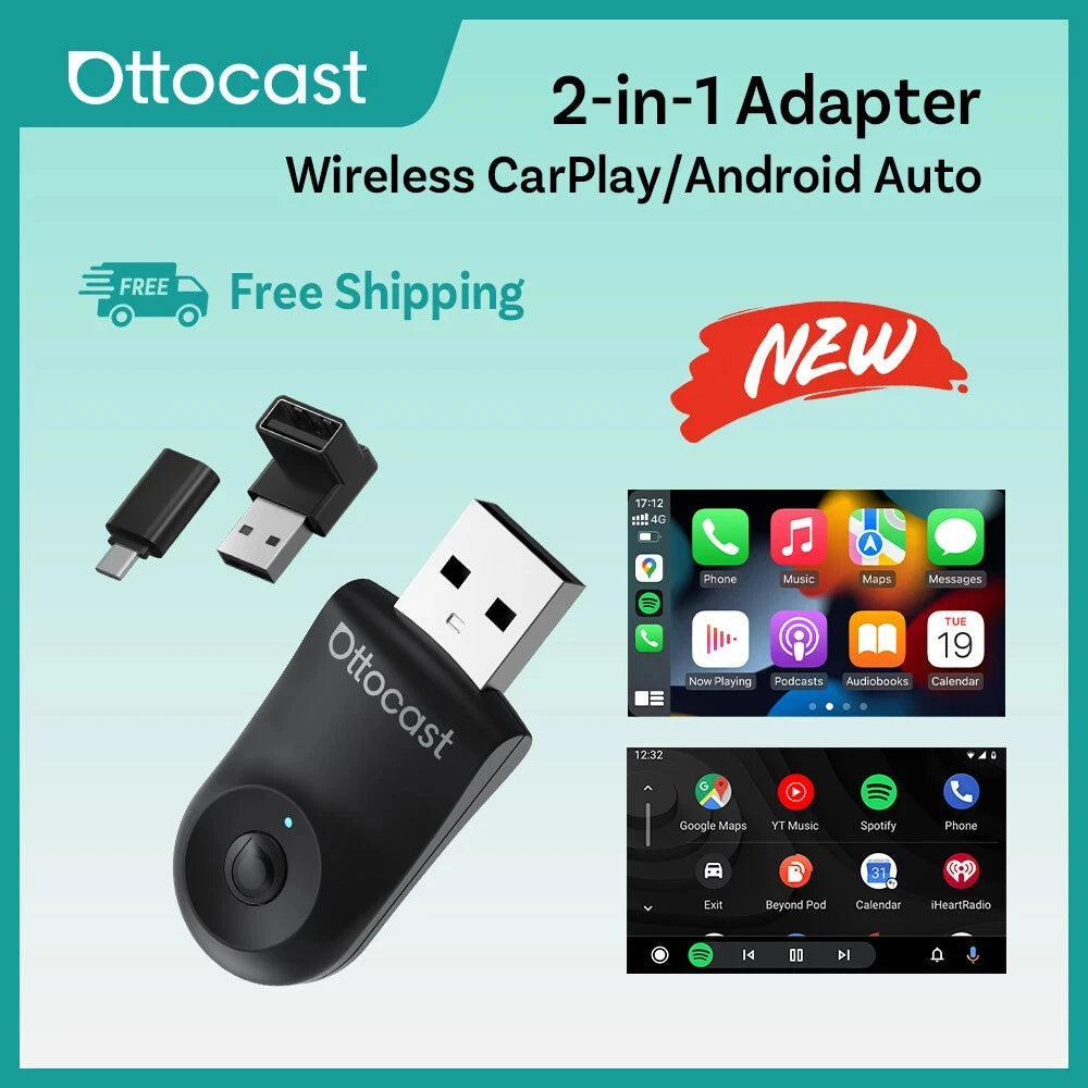 OttoCast TwoInOne Wireless CarPlay Android Auto Adapter