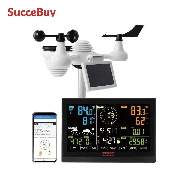SucceBuy 7 In 1 WiFi Weather Station Color Display Solar
